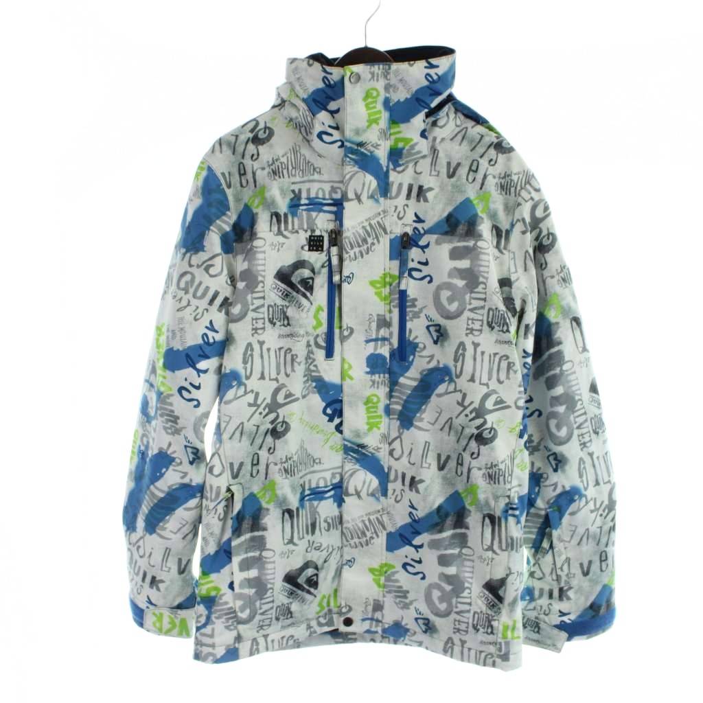 【中古】クイックシルバー QUIKSILVER ジャケット スノーボード スキー ウエア フード 上着 S 青 ブルー 白 ホワイト グラフィック柄 長袖 フード付き /AP レディース 【ベクトル 古着】 260410