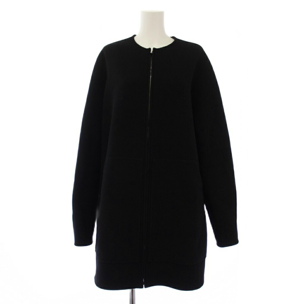 【中古】行動論理 Theory W CLOTH LUXE BELL COAT SZ 否色つや厚地の外套 ロング ジップアップ 羊毛 P 黒いこと 01-9409606 /BM レディース 【ベクター 古着】 260409
