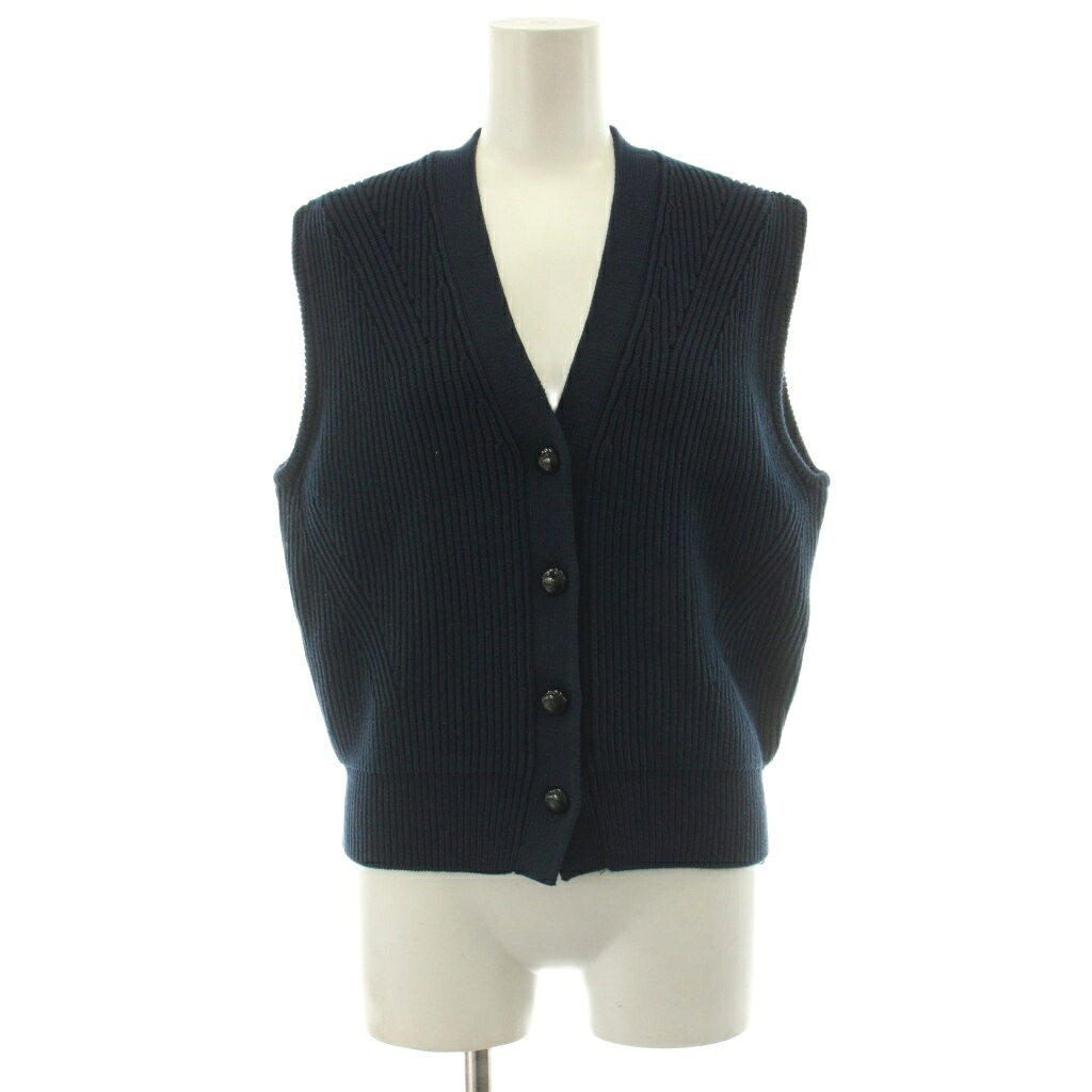 【中古】シン地方 Shinzone 24AW FULL CARDIGAN KNIT VEST 盛りだくさん ジレー 編み物 より良い Vのど首 F0 紺 米国海軍 24AMSNI02 /KU レディース 【ベクター 古着】 260408