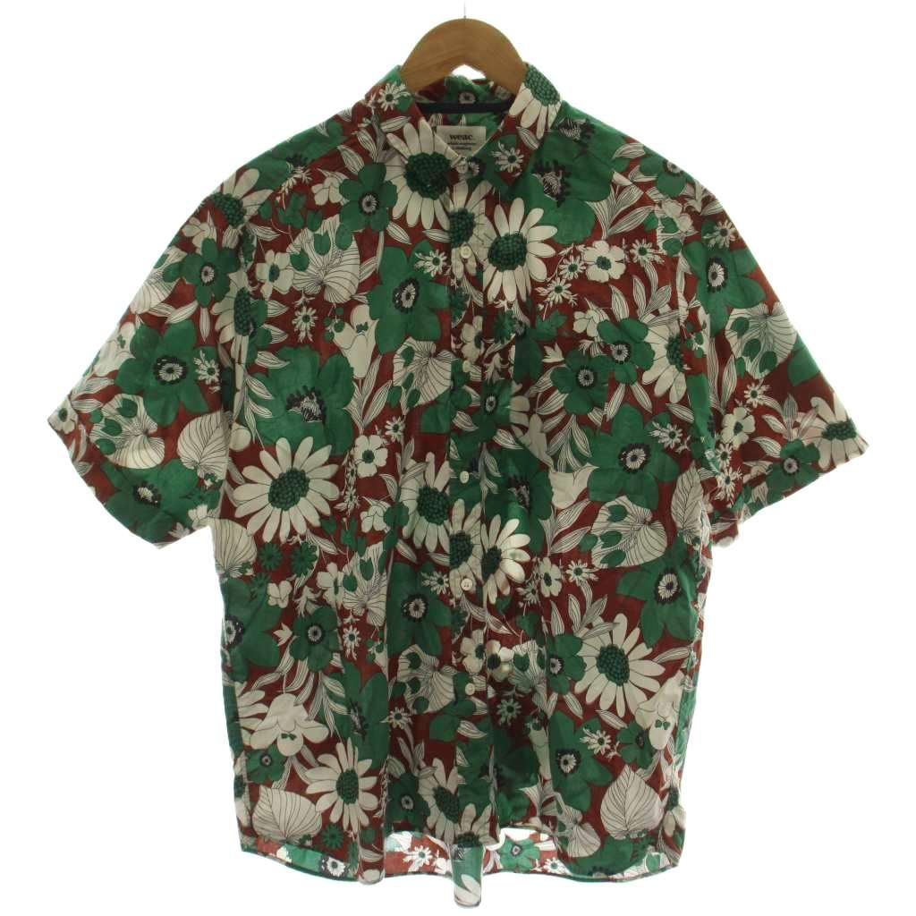 【中古】ウィーク weac. シャツ 3 緑 茶 半袖 花柄 /GG メンズ 【ベクトル 古着】 260408