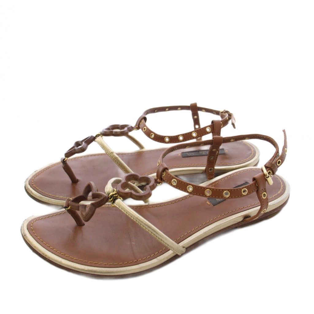 【中古】ルイヴィトン LOUIS VUITTON モノグラムフラワー サンダル フラット 36 茶 /KH レディース 【ベクトル 古着】 260414｜ブランド古着ベクトルプレミアム店