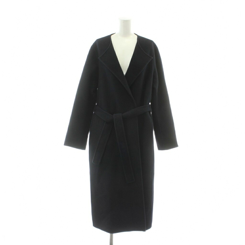 【中古】アナイ ANAYI ノーカラーコート ウール 38 紺 ネイビー ロング 10192717090 /AU レディース 【ベクトル 古着】 260408｜ブランド古着ベクトルプレミアム店