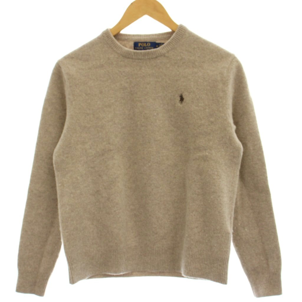 【中古】ポロ ラルフローレン POLO RALPH LAUREN 編み物 プルオーバー 羊毛 M 茶 赤銅色 長袖 ロゴタイプ刺しゅう ラウンドのど首 /GP レディース 【ベクター 古着】 260418