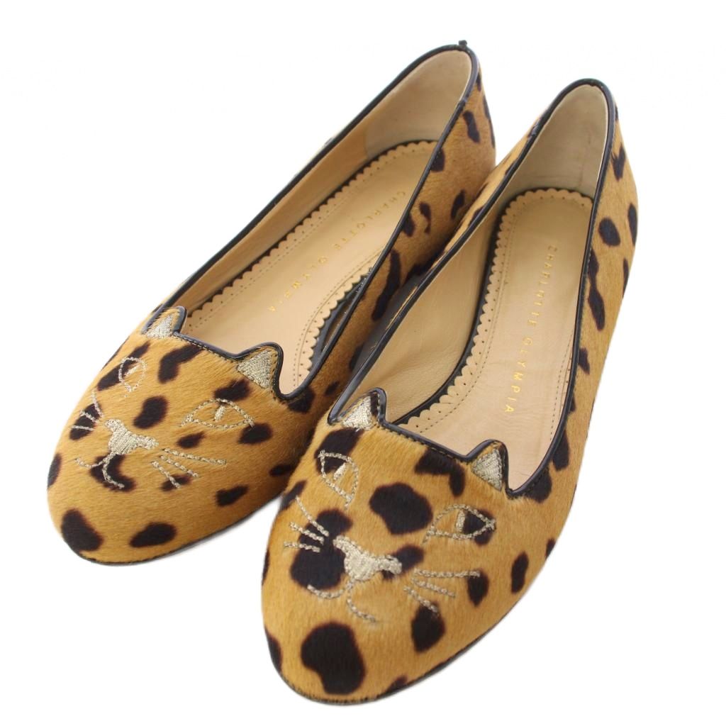 【中古】シャーロットオリンピア CHARLOTTE OLYMPIA キティ木目細か パンプス シューズ レオパード ヒョウ柄 ハラコ 35.5 ベージュ /TK レディース 【ベクター 古着】 260418