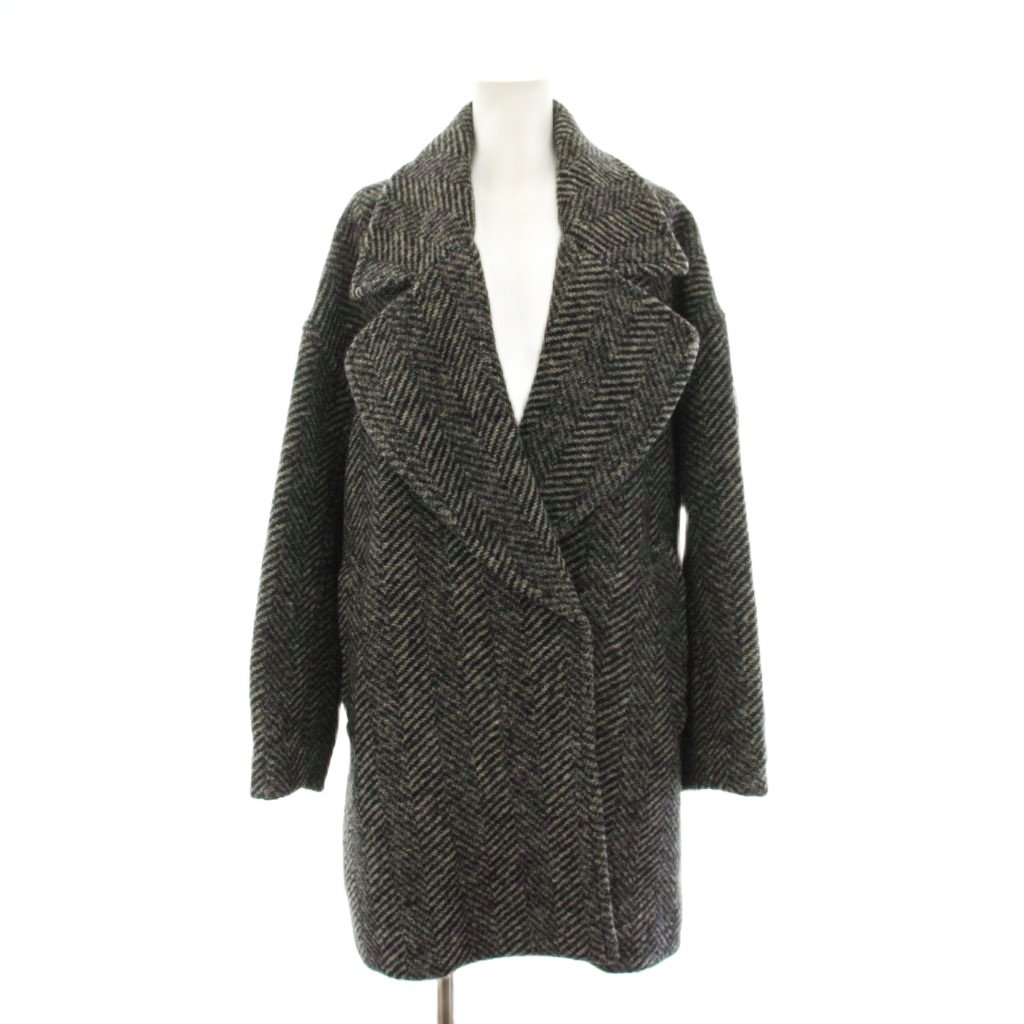 【中古】未当て嵌める品 バビロン BABYLONE ヘリンボーンミドルコート チェスター アウター 羊毛 F 薄墨色 黒 2460010512 /YM レディース 【ベクター 古着】 260420