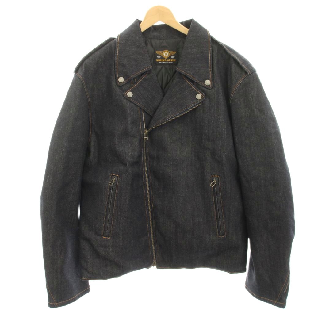 【中古】コジマデニム KOJIMA GENES ライダース ジーンズ上衣 中綿上衣 ダブル XXL 紺 米国海軍 /HN メンズ 【ベクター 古着】 260422