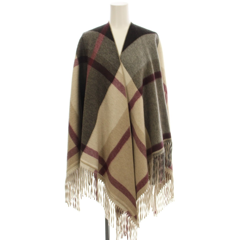 【中古】マッキントッシュ 英国の首都 MACKINTOSH LONDON カシミール 大判 袈裟 照合のしるし柄 ポンチョ ケープ ベージュ G5726-806-42 /☆G レディース 【ベクター 古着】 260423
