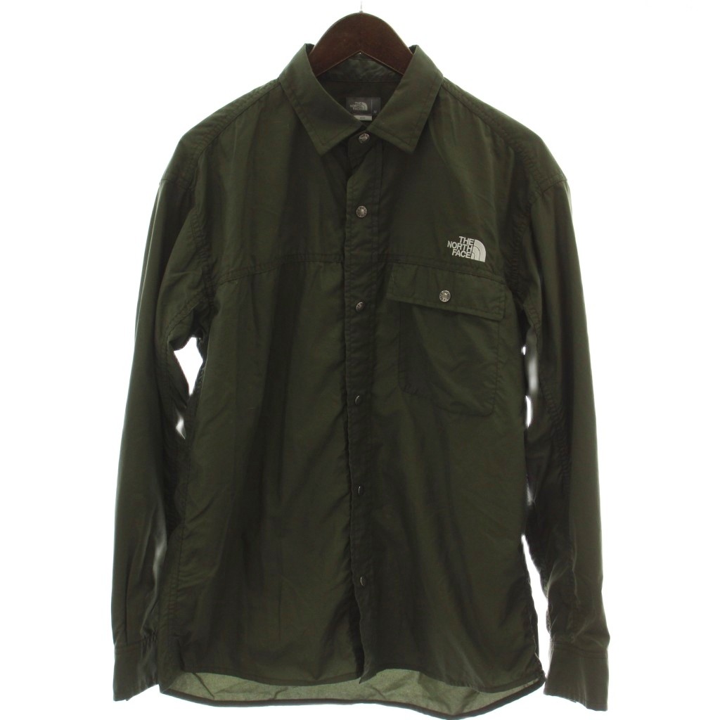 【中古】ザノースフェイス THE NORTH FACE L/S NUPTSE SHIRT プルオーバー カットソー M カーキ 長袖 ロゴタイプ NR11961 /GG メンズ 【ベクター 古着】 260428