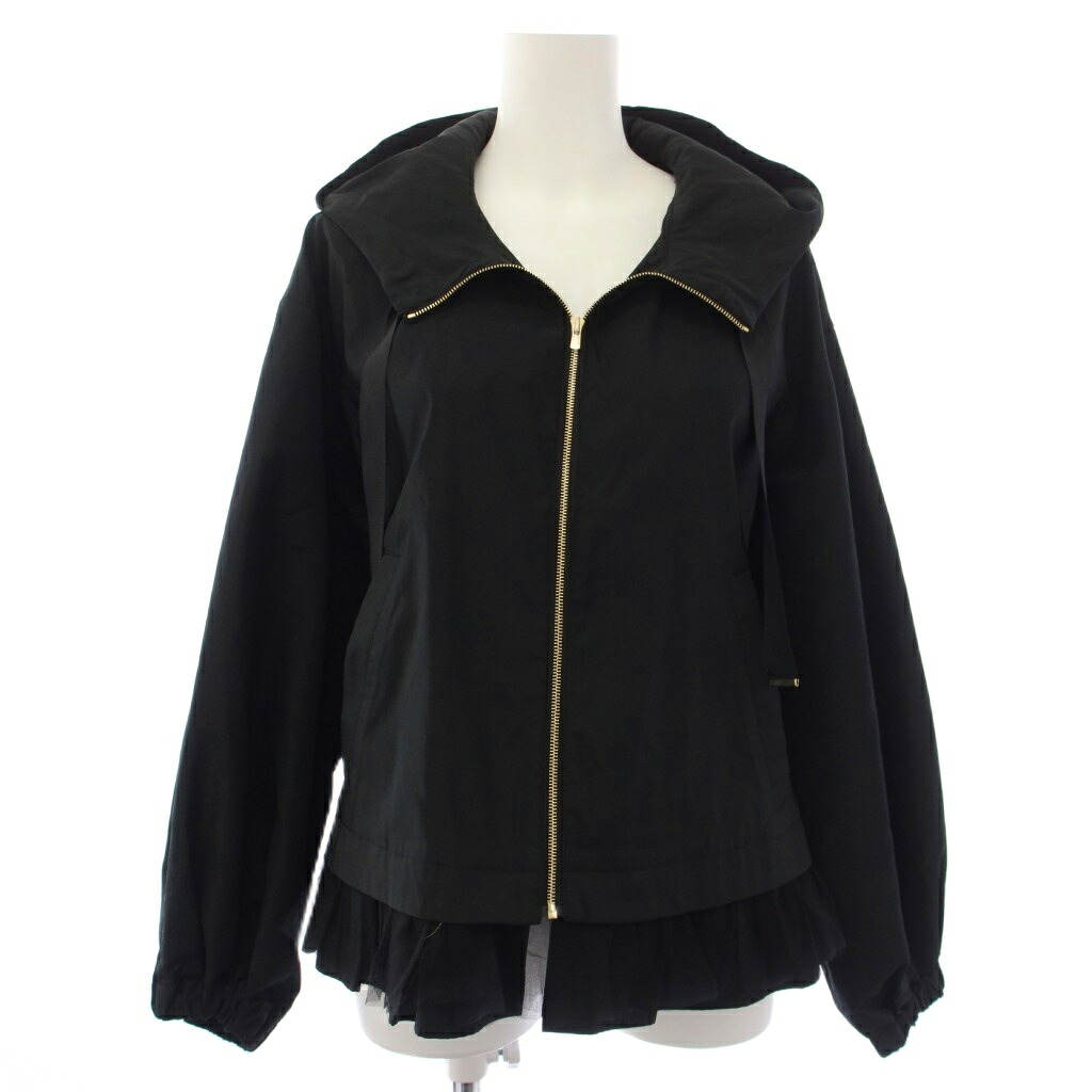 【中古】アナイ ANAYI 24SS グログランタフタＸチュールブルゾン 上衣 ジップアップ 36 黒 黒いこと 10241710060 /TK レディース 【ベクター 古着】 260504