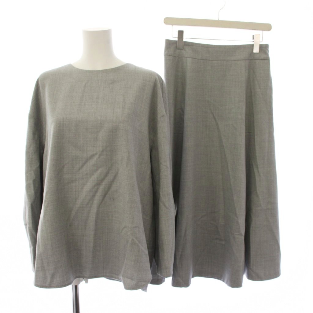 【中古】セオリーリュクス theory luxe 23AW セットアップ 上下 ニューサキソニーライトサニL＆マイ NEW SAXONY LIGHT SUNI L \u0026 MAYI トップ カットソー 長袖 38 スコート ロング 太陽面爆発 生やさしい 酉の方角天然ゴム 40 薄墨色 /YT レディース 【ベクター 古着】 260512