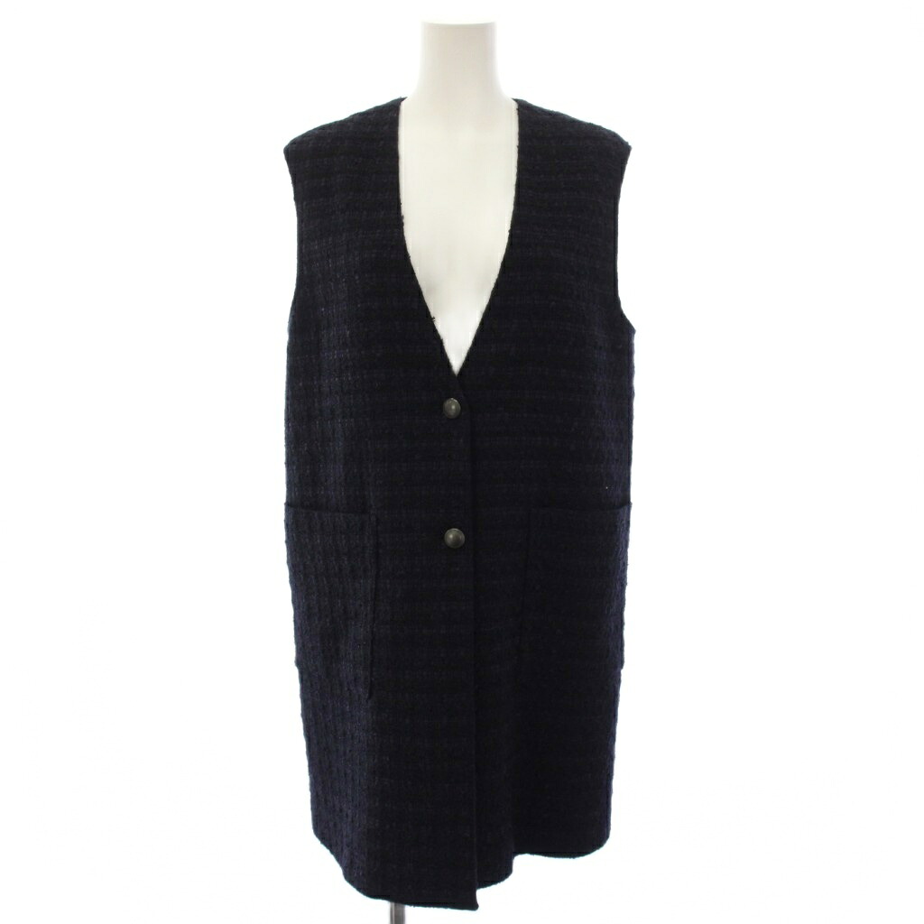 【中古】セオリーリュクス theory luxe 23SS キャリーオディーンエヌエフ CALLY ODINE NF ツイードジレ より良い Vのど首 アウター ラメ 38 紺 米国海軍 03-3102133-895-038 /YT レディース 【ベクター 古着】 260512