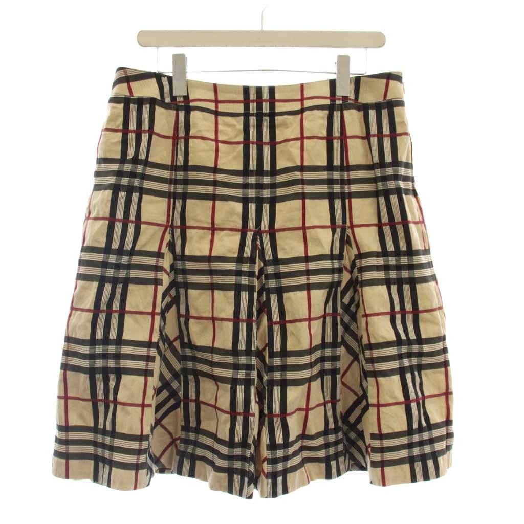 【中古】赤ちょうちんバリー 英国の首都 BURBERRY LONDON 筋目スコート ノバチェック ひざ丈 46 ベージュ FBX34-082-14 /☆G レディース 【ベクター 古着】 260512
