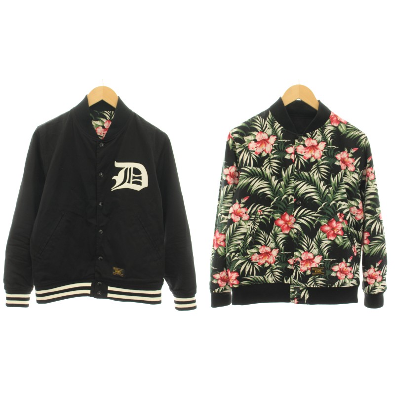 【中古】ダブルタップス WTAPS 野球クラブJK TEAM JK リバーシブルジャケット 上衣 アウター ハイビスカス柄 黒 黒いこと 緑 緑であること 151GWDT-JKM05 /YT メンズ 【ベクター 古着】 260507