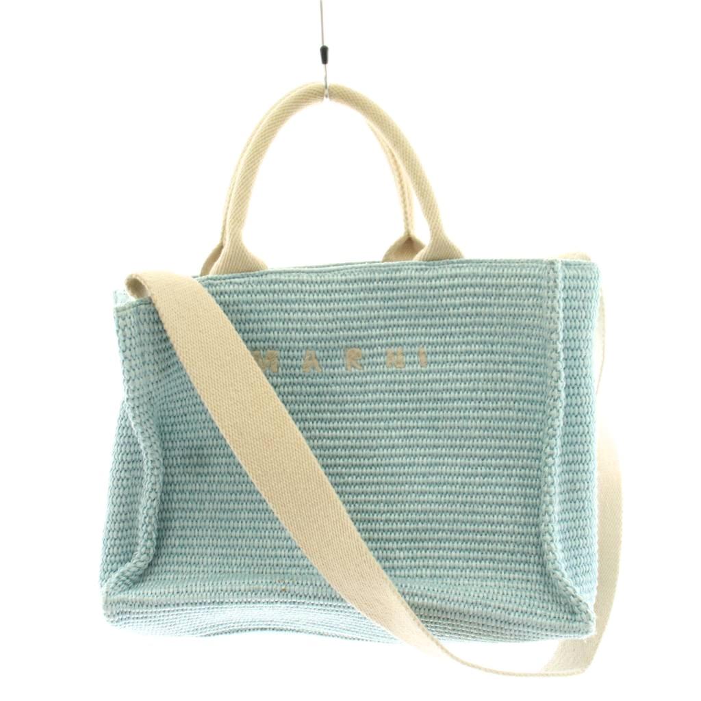 【中古】マルニ MARNI SMALL TOTE かご御徒面子 ハンドバック ショルダーバッグ ロゴタイプ 水色 点火装置青色 /AN3 レディース 【ベクター 古着】 260513