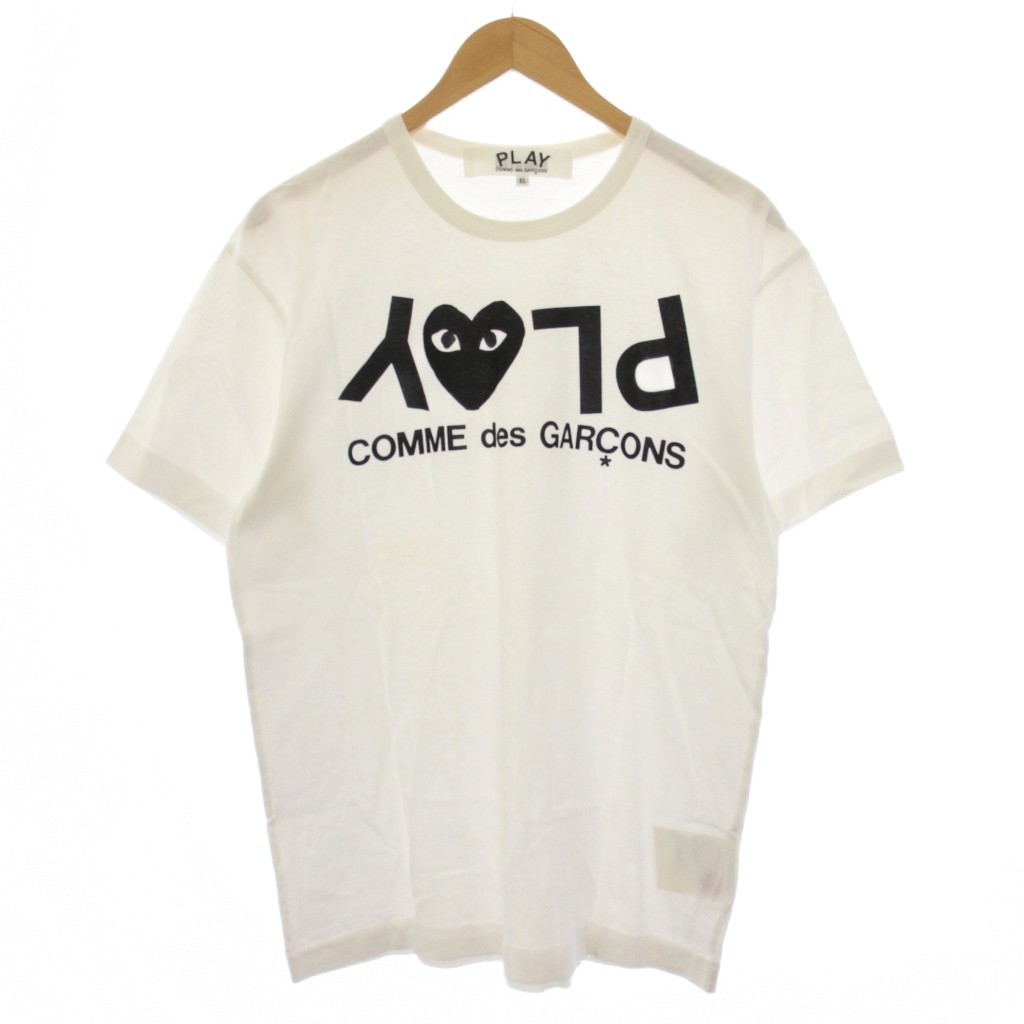 【中古】プレイコムデギャルソン PLAY COMME des GARCONS AD2024/1 ティーシャツ カットソー 半袖 ロゴタイプ 刷り上げる XL 白 AX-T068 /BM メンズ 【ベクター 古着】 260512