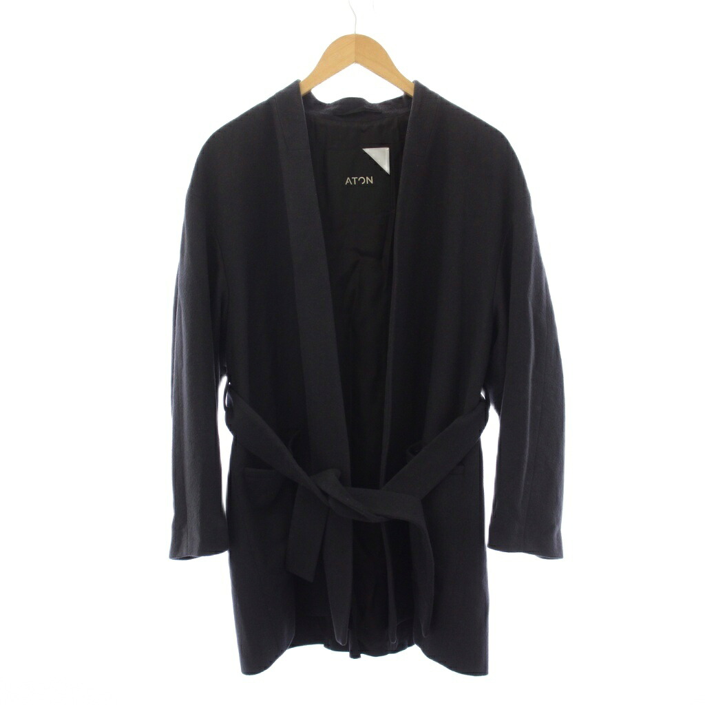 【中古】エイ英トン ATON 20AW 否色つや厚地の外套 真っただ中丈 羊毛 01 黒 SC.AG.BW.6970 /BM レディース 【ベクター 古着】 260507
