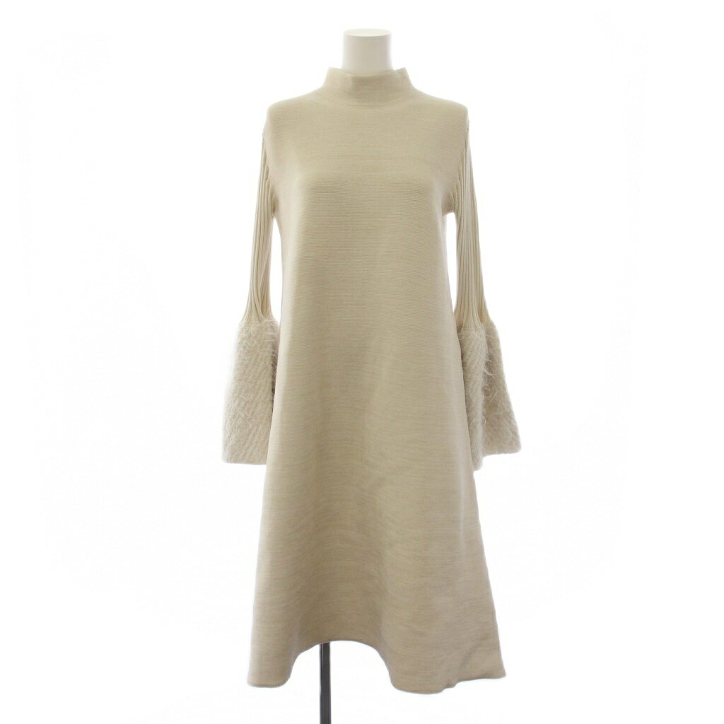 【中古】シーエフシーエル CFCL POTTERY PILE GLITTER LONG BELL SLEEVE FLARE MINI DRESS 衣装 ロング 長袖 3 ベージュ CF010KH180JP00 /BM レディース 【ベクター 古着】 260507