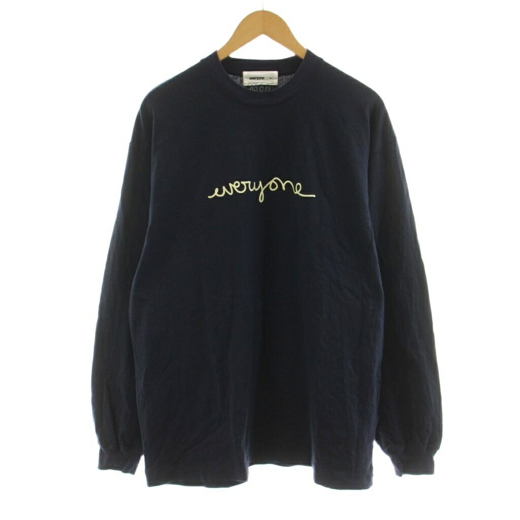 【中古】エブリワン everyone long Sleeve tee shirt ティーシャツ カットソー 長袖 ロゴタイプ 刷り上げる XL 紺 米国海軍 EV23-CS10 /KU メンズ 【ベクター 古着】 260512