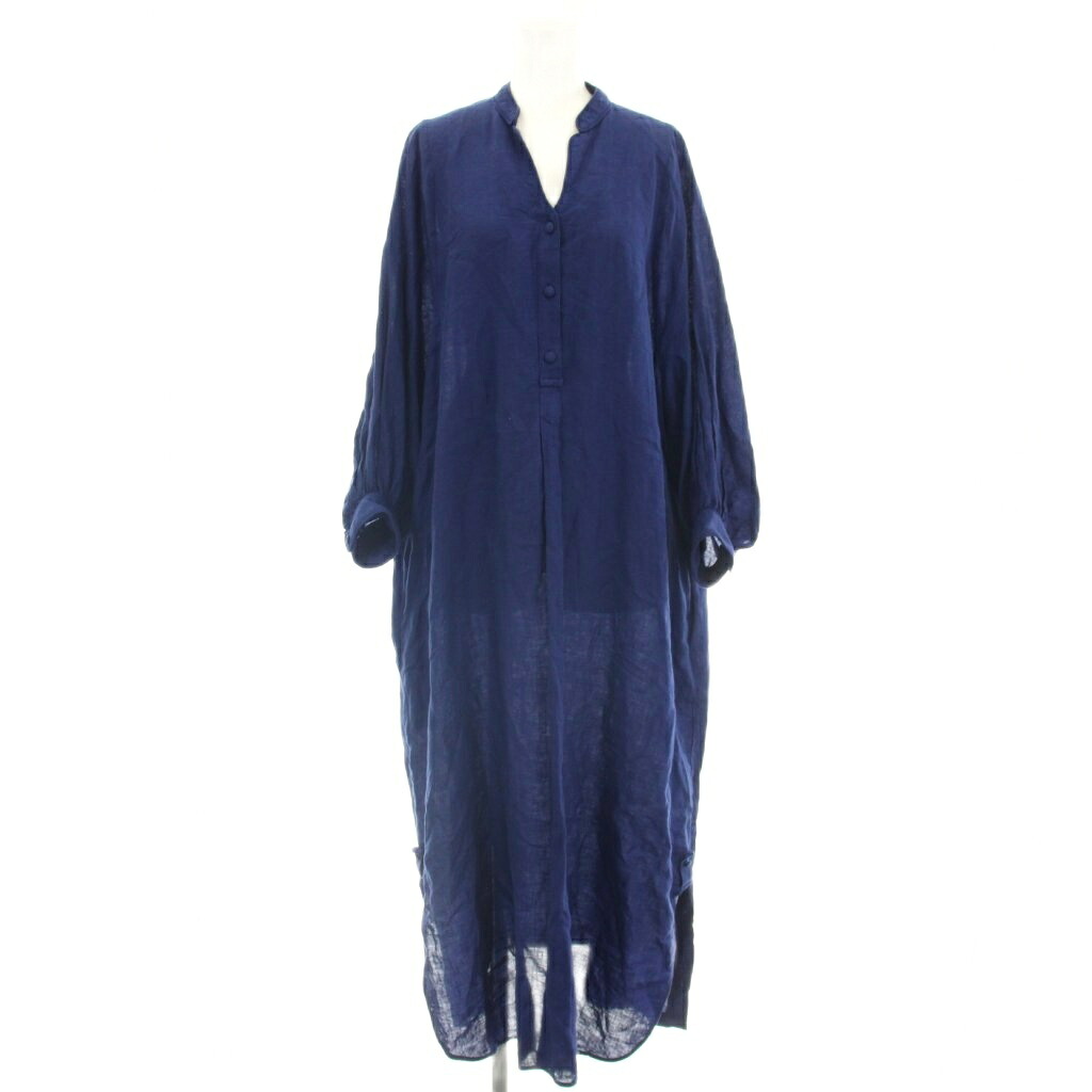 【中古】palejute ペールジュートラピスブルー リネン衣装 ロング 麻 パフ捩り F 青 青み PJ2020-06 /☆G レディース 【ベクター 古着】 260513