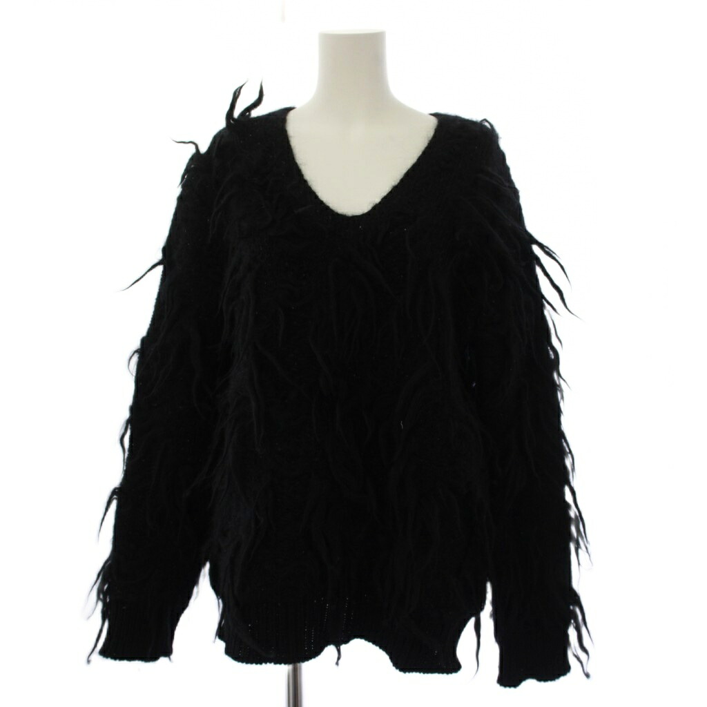 【中古】ジュンヤワタナベ JUNYA WATANABE COMME des GAR?ONS AD2018 シャギーニット スウェーター 長袖 羊毛 ナイロン S 黒いこと JB-N008 /BM レディース 【ベクター 古着】 260519