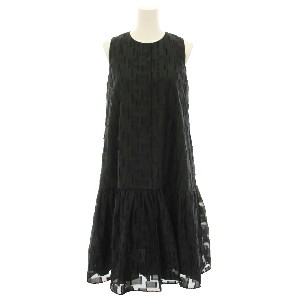 【中古】フォクシー FOXEY 衣装 ひざ丈 ノースリーブ 総柄 38 黒 黒いこと 37483 /YT レディース 【ベクター 古着】 260515