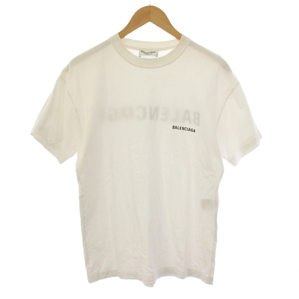 【中古】バレンシアガ BALENCIAGA 21SS ロゴ Tシャツ カットソー 半袖 XS 白 612965 TIVG5 /BM メンズ レディース 【ベクトル 古着】 260520｜ブランド古着ベクトルプレミアム店
