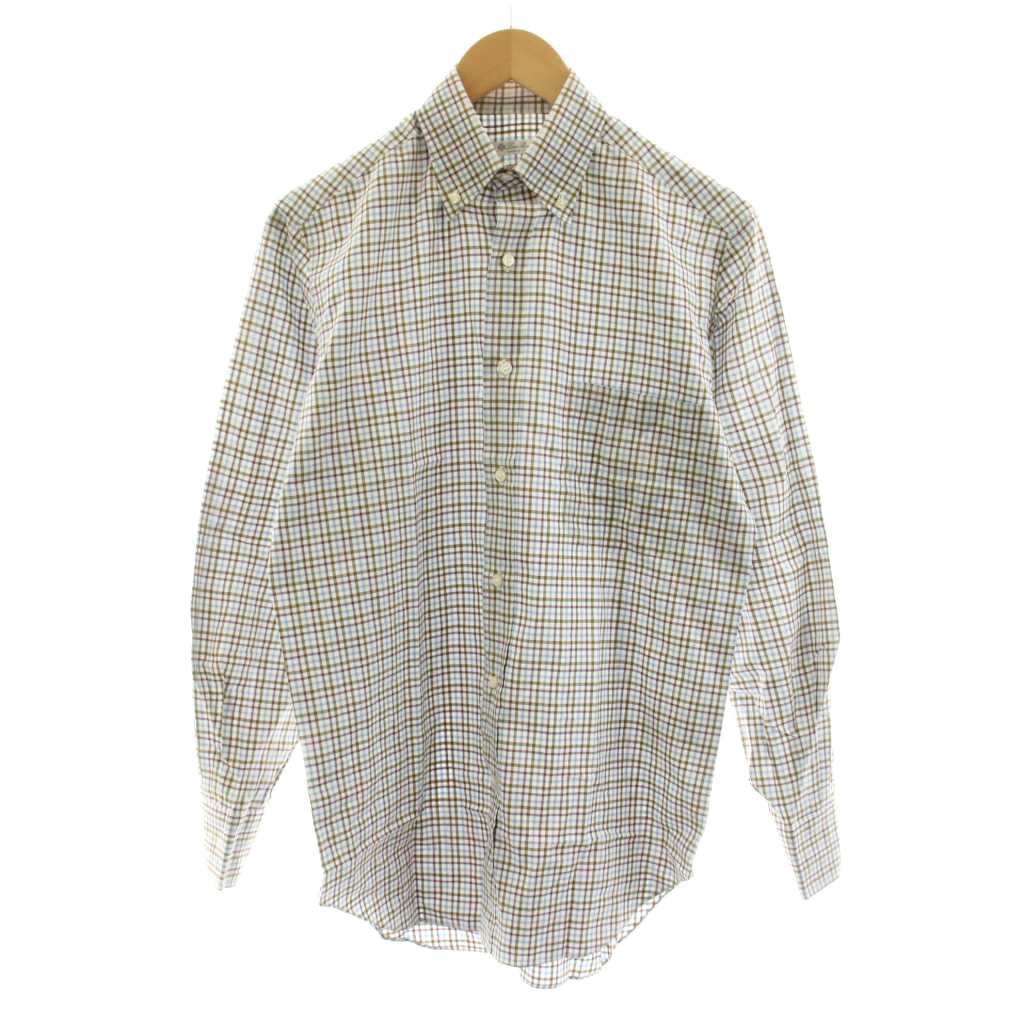 【中古】ロロピアーナ Loro Piana ボタンダウンシャツ 心地よいプルオーバー 長袖 読み合わせる柄 XS 水色 カーキ 白 白いこと MAB1852 /KU メンズ 【ベクター 古着】 260520