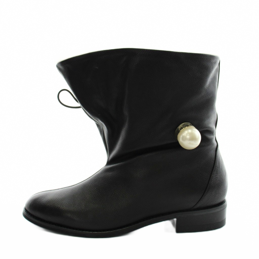 【中古】未使用品 ジミーチュウ JIMMY CHOO ムートンブーツ ショートブーツ レザー 38 黒 ブラック /AN24 レディース 【ベクトル 古着】 260521｜ブランド古着ベクトルプレミアム店