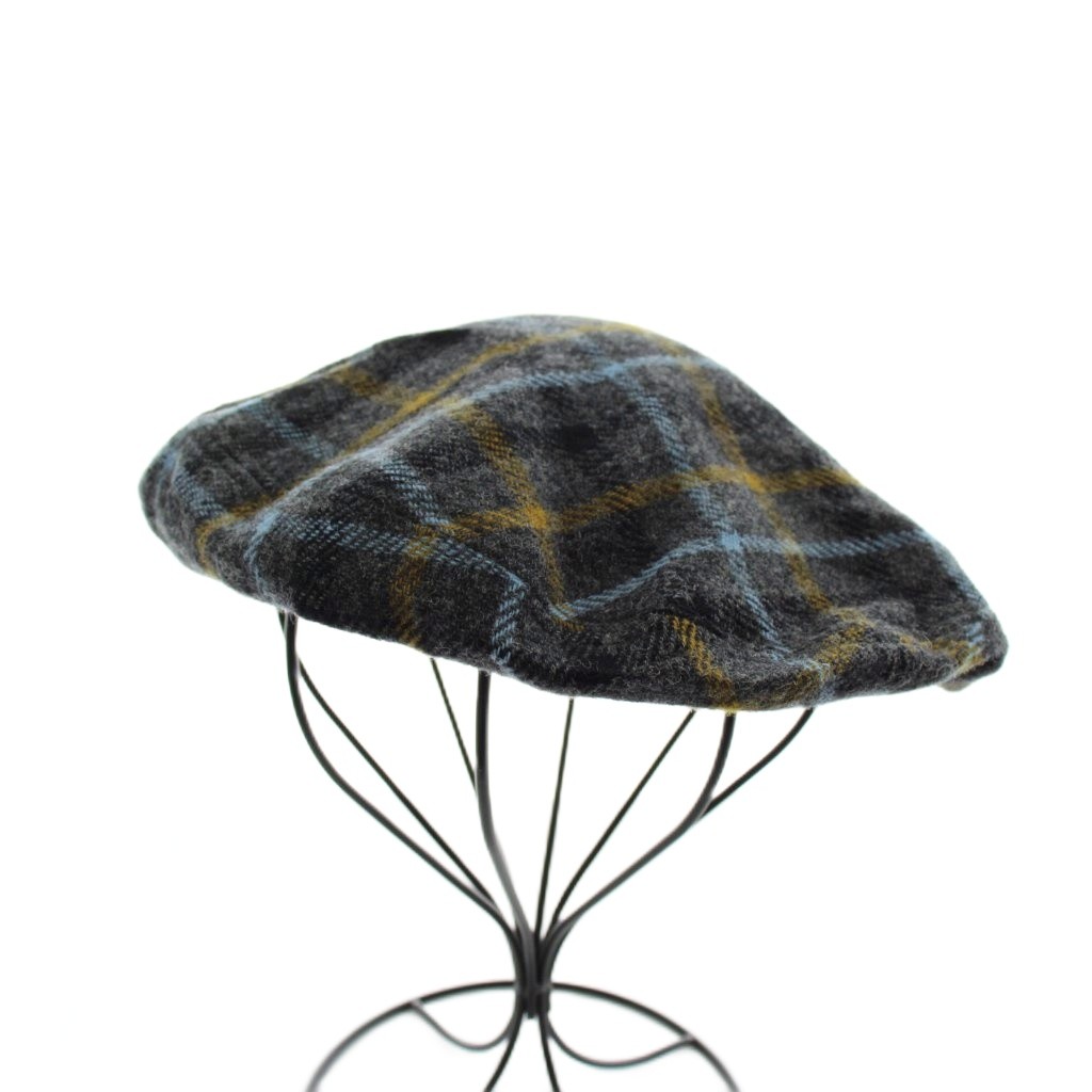 【中古】アンダー取りまかなう UNDERCOVER × キジマ 鷹ユキ KIJIMA TAKAYUKI CHECKED WOOL BERET ベレー帽 かぶり笠 読み合わせる柄 3 薄墨色 水色 ともし火青碧 UCZ4H03 /AN6 メンズ 【ベクター 古着】 260521