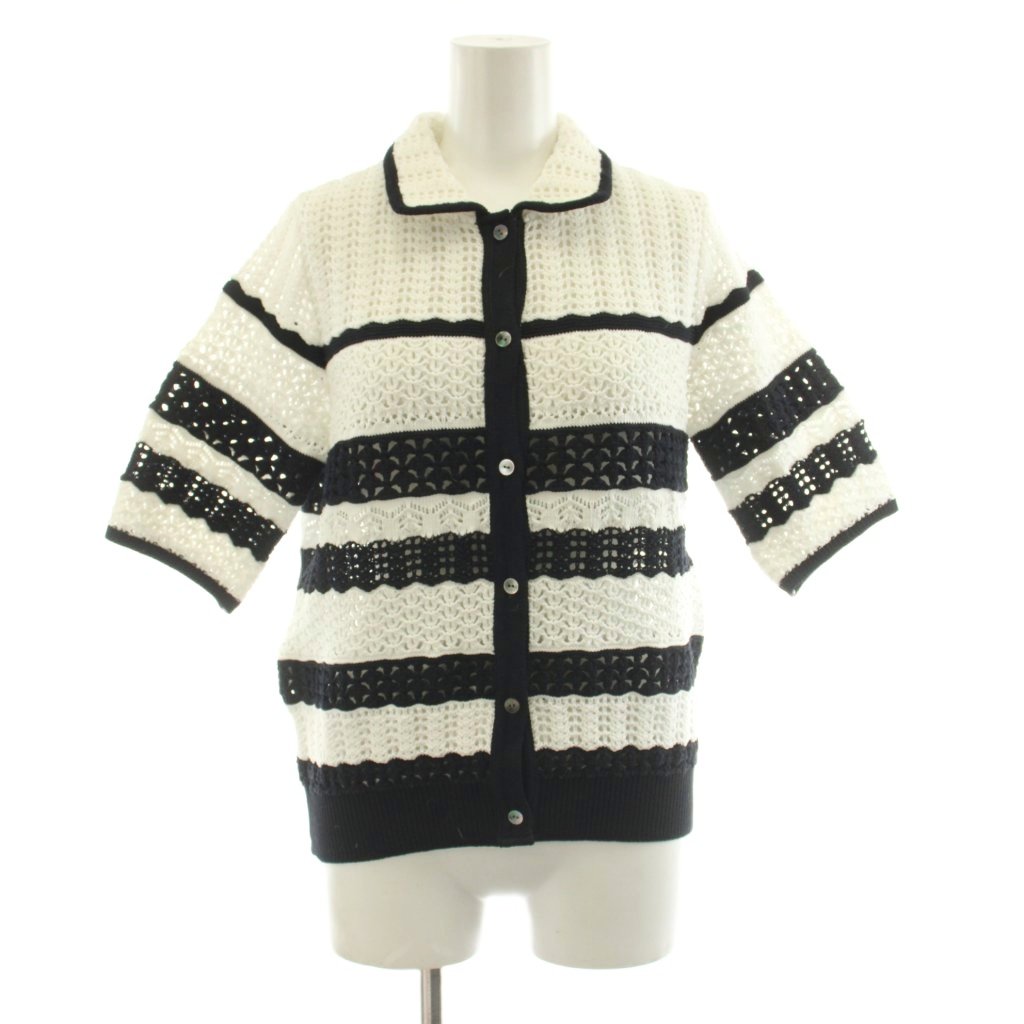 【中古】ユナイテッドアローズ UNITED ARROWS 25SS EARLY SM ポロ編み物 カットソー 半袖 間借り人柄 紺 米国海軍 白 白いこと 1518-299-1885 /KU レディース 【ベクター 古着】 260521