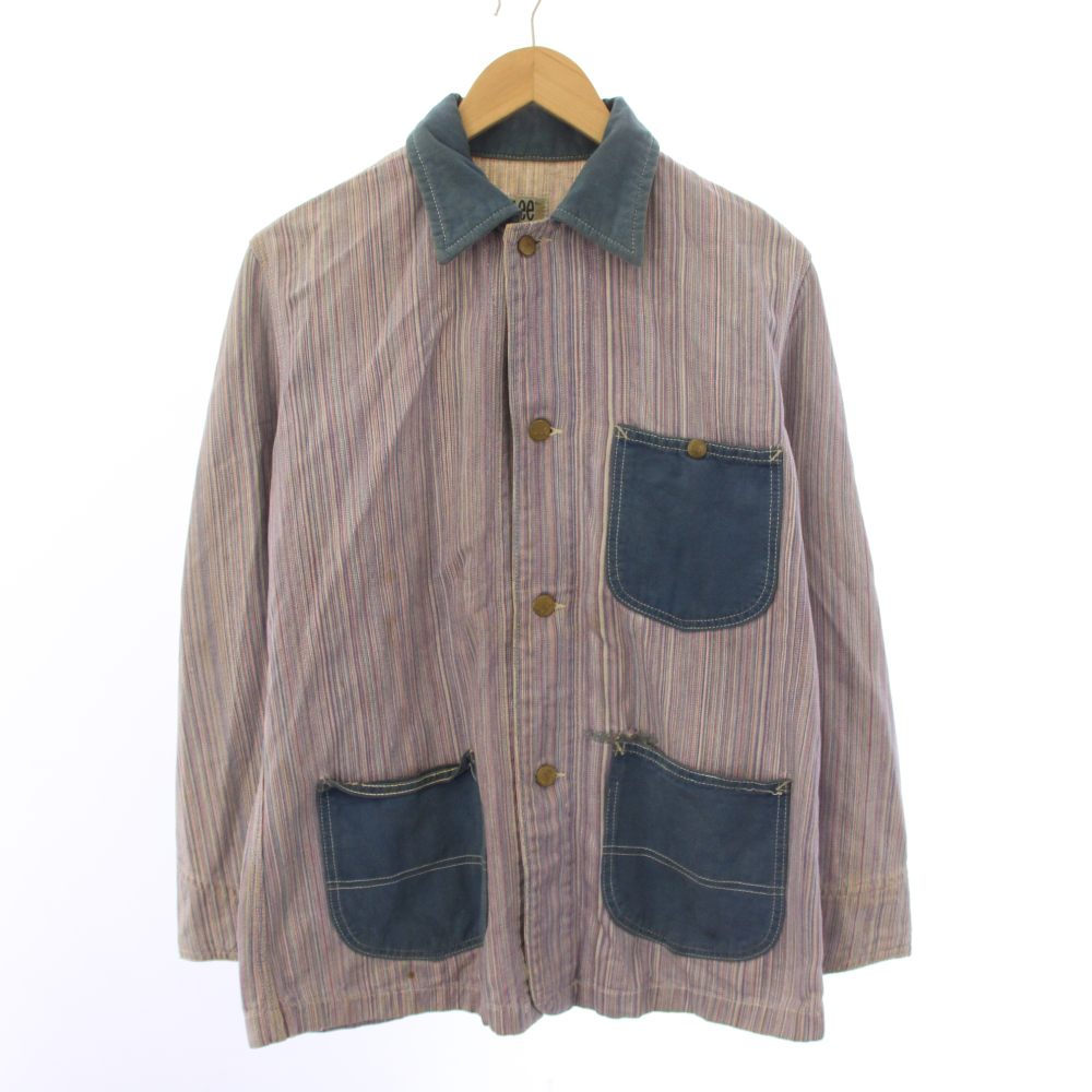【中古】ロバート・エドワード・リー LEE 70S ヴィンテージ vintage マルチストライプカバーオール アウター 取り繕い サクラ色 紺 米国海軍 /YT メンズ 【ベクター 古着】 260521