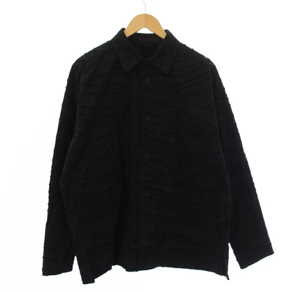 【中古】イッセイミヤケ ISSEY MIYAKE IM MEN GEOMETRY JACQUARD SHIRT プルオーバー 長袖 総柄 3 黒 天使の都市53FJ291 /BM メンズ 【ベクター 古着】 260520