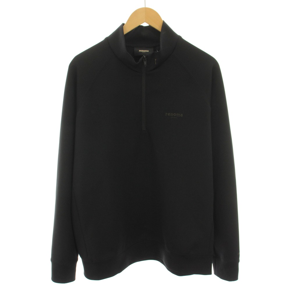 【中古】レノマ renoma ゴルフ GOLF ゴルフ御召しもの ハーフジッププルオーバー カットソー 長袖 ロゴタイプ刺しゅう XL 黒 黒いこと RG3306-019 /YT メンズ 【ベクター 古着】 260521