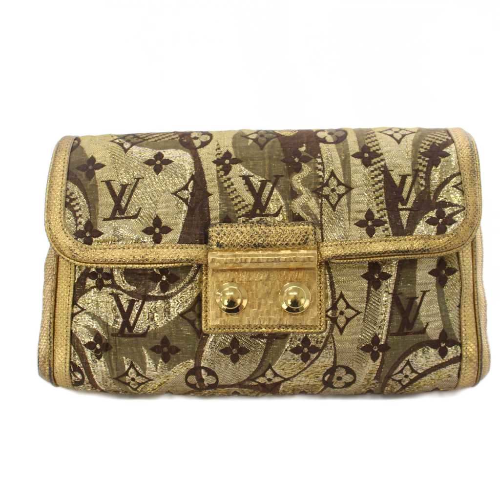【中古】ルイヴィトン LOUIS VUITTON モノグラム ブロケイド タリ クラッチペダル御徒面子 寄り合い御徒面子 ゴールド色つや M93142 /KH ■OH レディース 【ベクター 古着】 260521