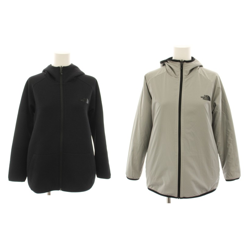 【中古】ザノースフェイス THE NORTH FACE リバーシブルテックエアーフーディ Reversible Tech Air Hoodie ジップアップパーカー アウター ボンネット M 黒 黒いこと 薄墨色 NTW61984 /YT レディース 【ベクター 古着】 260522