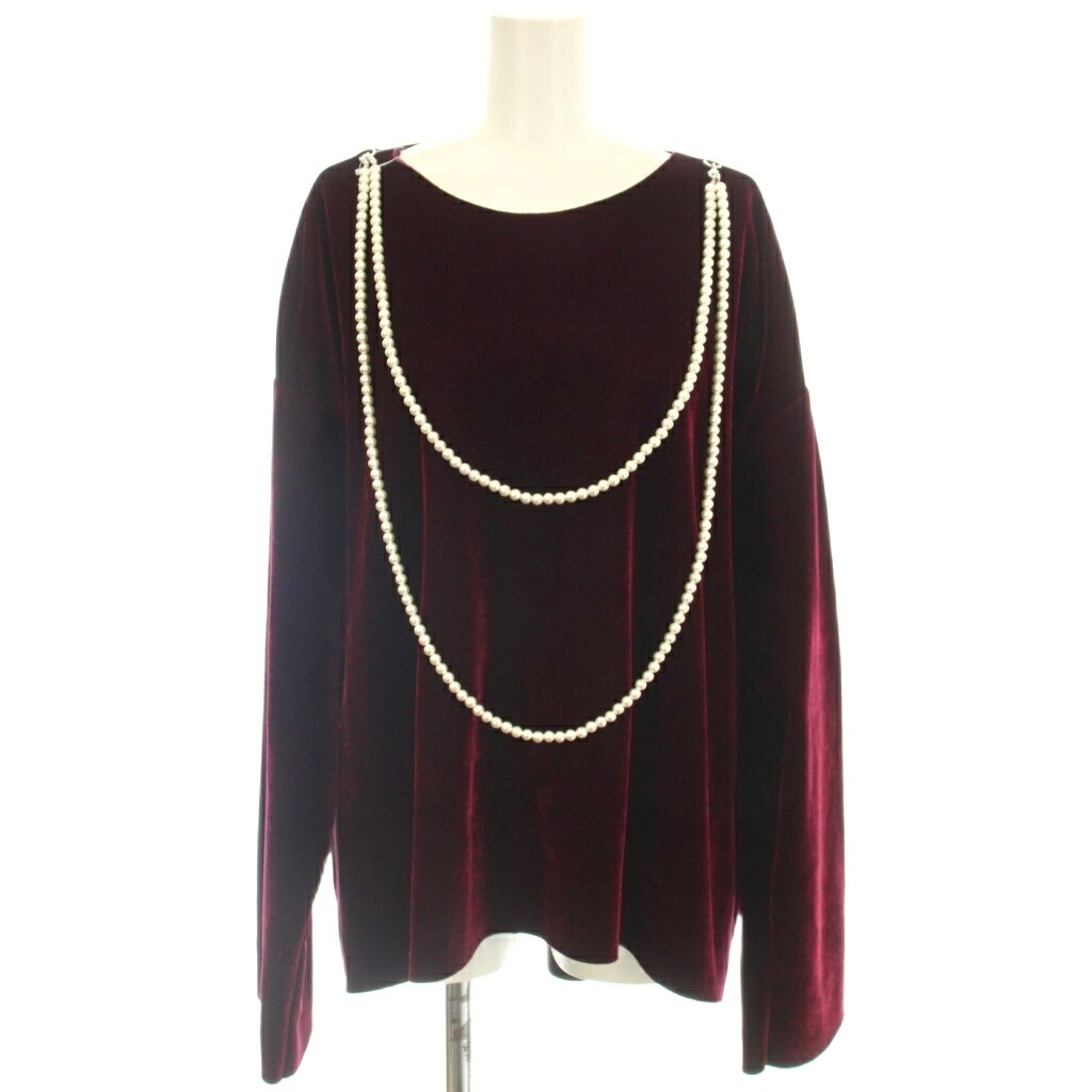 【中古】エムエムシックス メゾンマルジェラ MM6 Maison Margiela 天鵞絨 カットソー 上衣 長袖 首飾り付き添い人 42 ボルドーワイン S32NC0490 /☆G レディース 【ベクター 古着】 260526