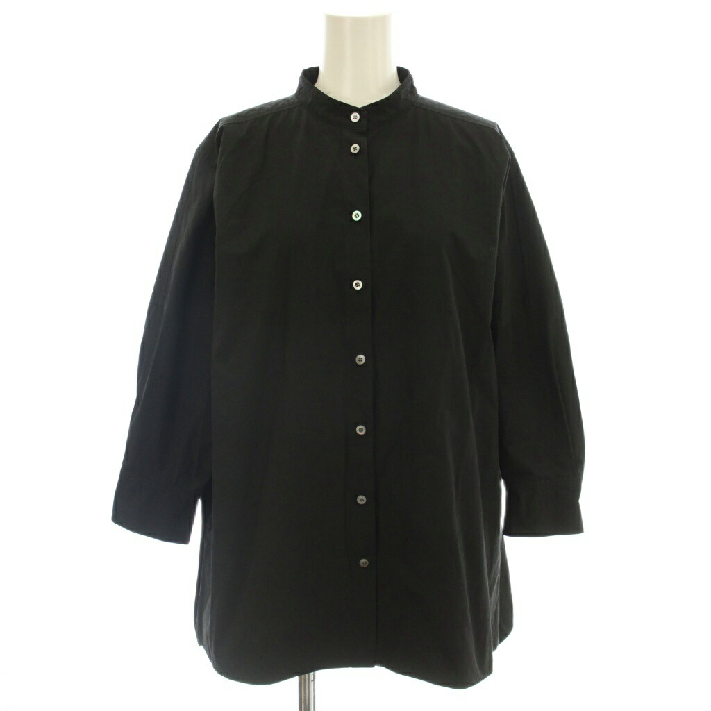 【中古】アドーア ADORE 23SS バンドカラーシャツ トップ 七分袖 38 黒 黒いこと 531-3110413 /☆G レディース 【ベクター 古着】 260523