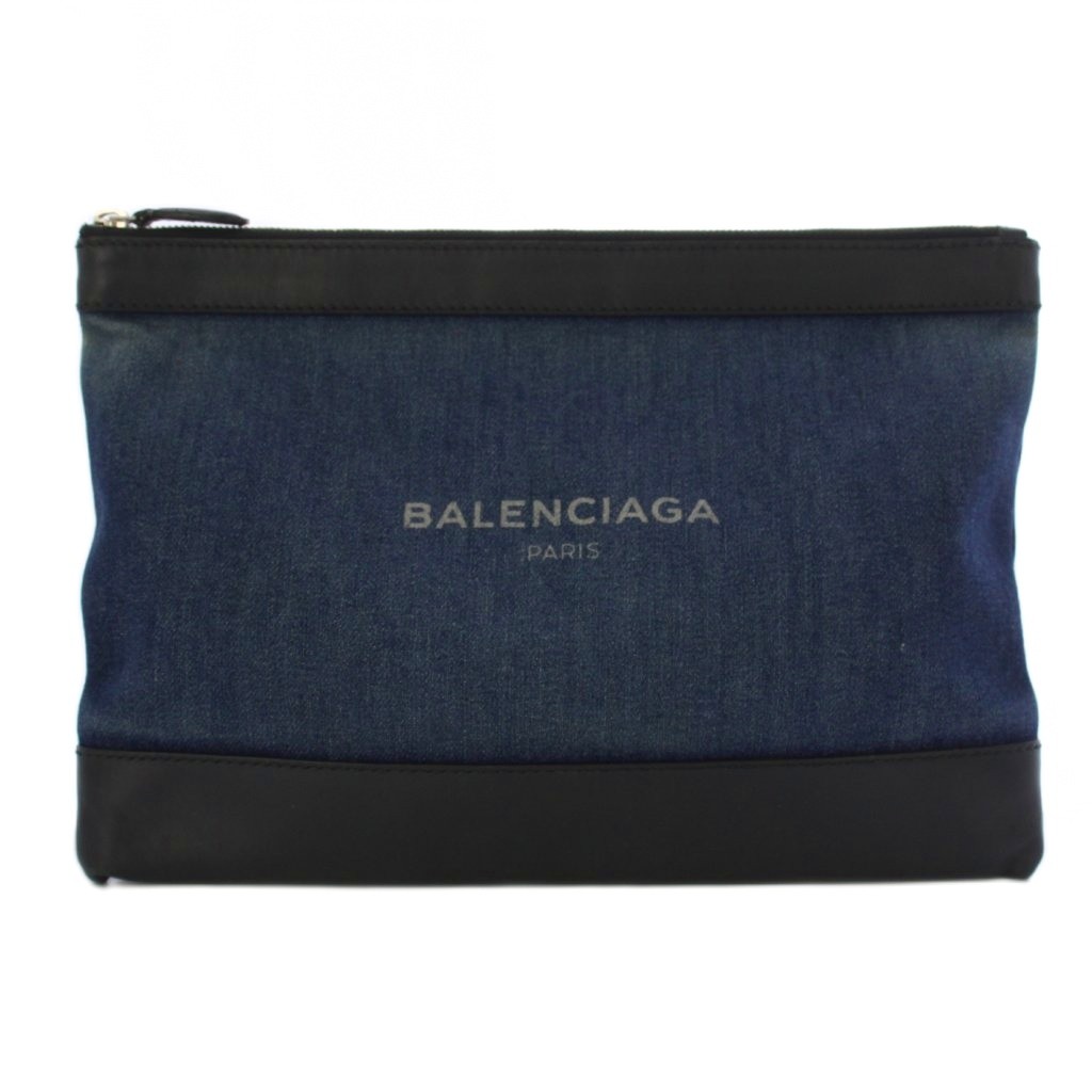 【中古】バレンシアガ BALENCIAGA ネイビークリップM クラッチペダル御徒面子 ジーンズ なめし革 インディゴ 420407 /BM ■OH レディース 【ベクター 古着】 260528