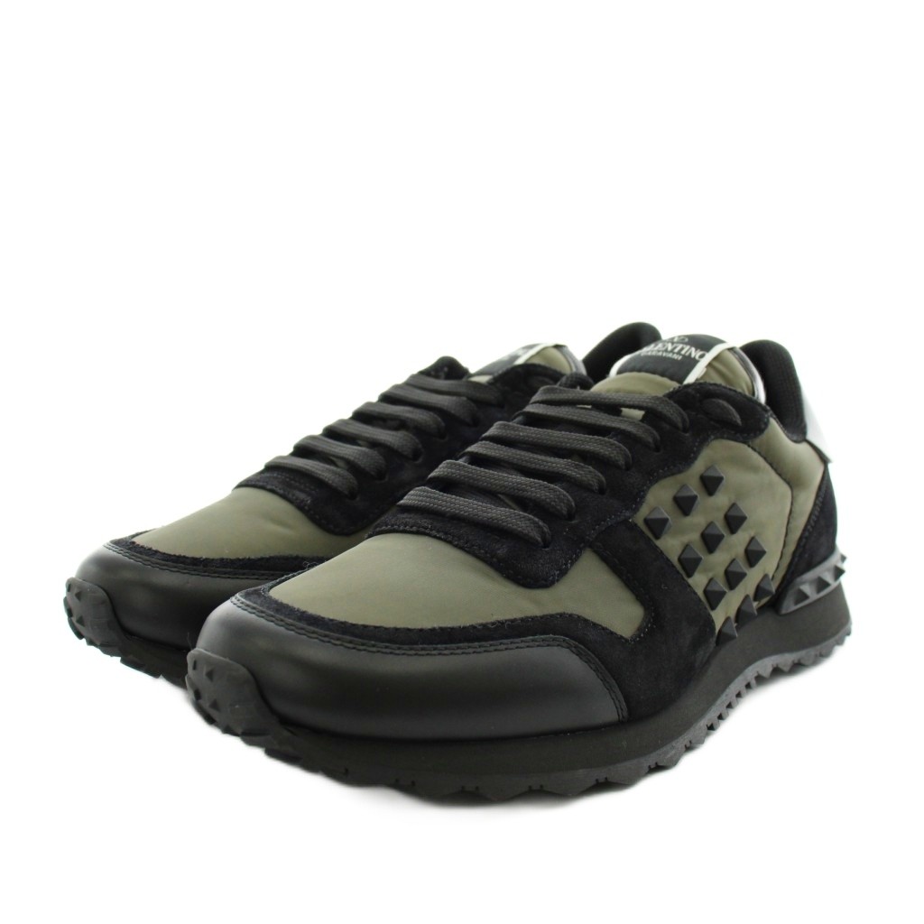 【中古】未当て嵌める品 ヴァレンティノ ヴァレンチノ  VALENTINO 鍵を掛ける走者 スニーカー シューズ 41 カーキ 黒 黒いこと /AN35 メンズ 【ベクター 古着】 260528