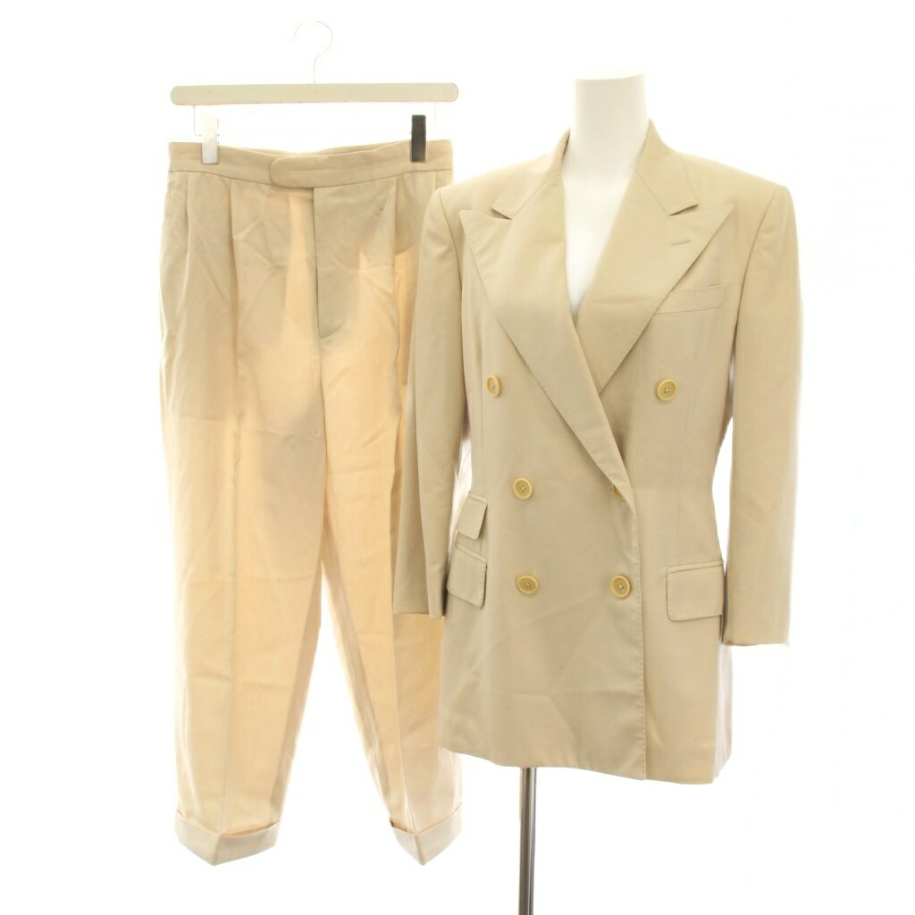 【中古】ラルフローレンコレクション Ralph Lauren COLLECTION ダブル背広 セットアップ 上下 テーラードジャケット ズボン下 羊毛 9 ベージュ ダブル乳ぶさ /YM レディース 【ベクター 古着】 260602