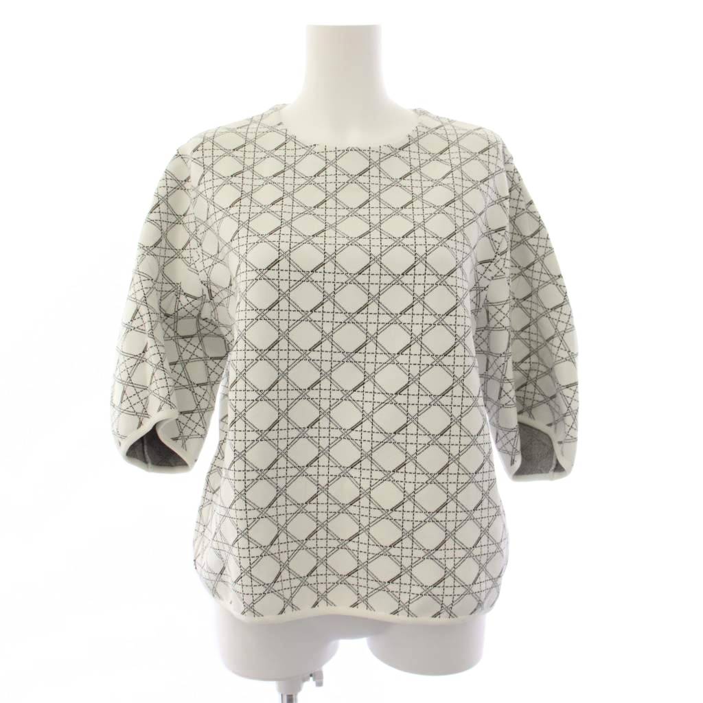 【中古】クリスチャンディオール Christian Dior カナージュ ニット カットソー 半袖 44 白 5E24534AM575 /KH レディース 【ベクトル 古着】 260603|ブランド古着ベクトルプレミアム店