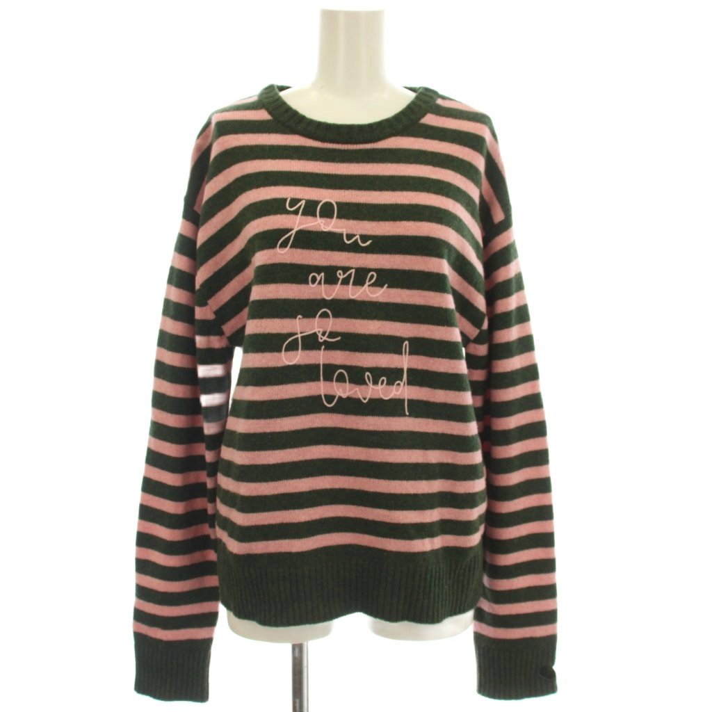 【中古】セブンテンバイミホカワヒト SEVEN TEN by MIHO KAWAHITO so loved 編み物 間借り人 羊毛 スウェーター 長袖 M サクラ色 カーキ 8A214 /☆G レディース 【ベクター 古着】 260530