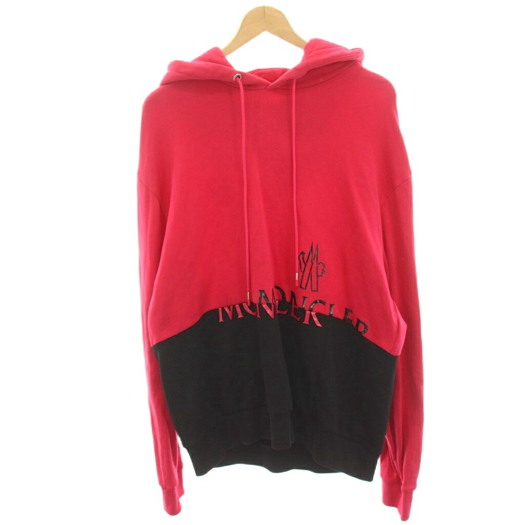 【中古】モンク線路 MONCLER 23AW MAGLIA CON CAPPUCCIO パーカー 汗水 ティーシャツ 刷り上げる 長袖 L 黒 黒いこと サクラ色 G20918G00040 /HN メンズ 【ベクター 古着】 260604