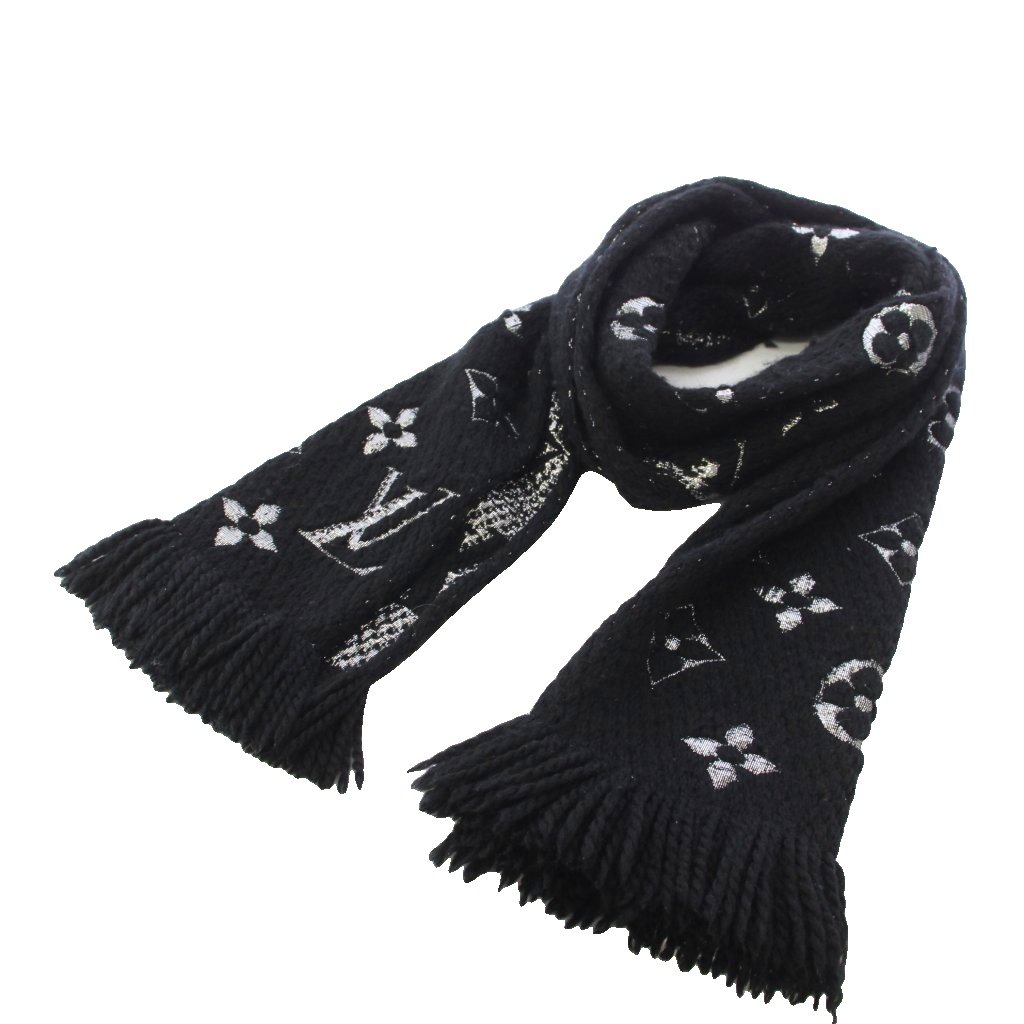 【中古】ルイヴィトン LOUIS VUITTON エシャルプ ロゴマニアシャイン モノグラム 消音装置 黒 黒いこと しろがね色 M75833 /TK ■OH メンズ 【ベクター 古着】 260605