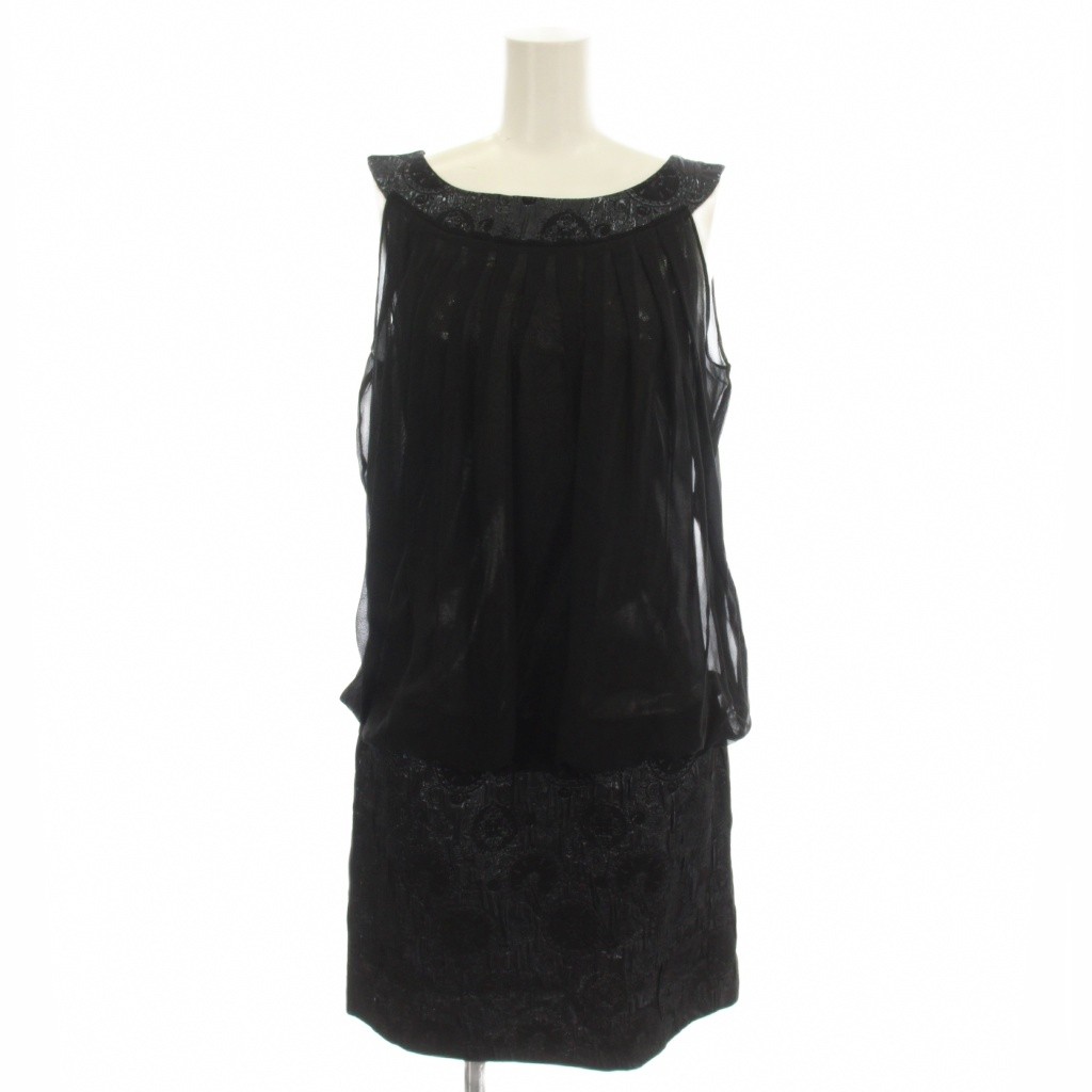 【中古】ヴィヴィアンタム VIVIENNE TAM ノースリーブ ワンピース ミニ シフォン 1 黒 ブラック 016-142241 /☆G レディース 【ベクトル 古着】 260610｜ブランド古着ベクトルプレミアム店