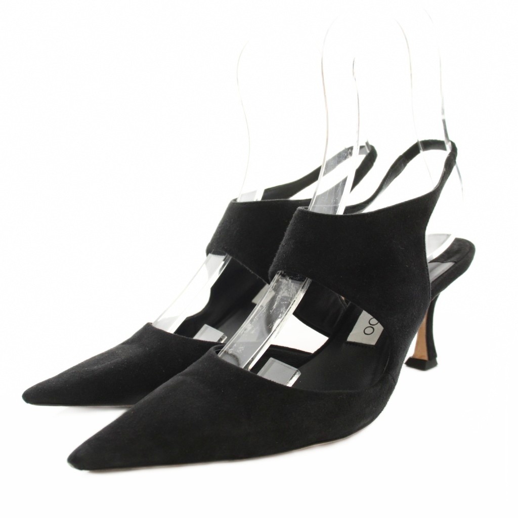 【中古】ジミーチュウ JIMMY CHOO パンプス サンダル ポインテッドトゥ アンクルストラップ ヒール スエード 38 黒 ブラック /YT レディース 【ベクトル 古着】 260619|ブランド古着ベクトルプレミアム店