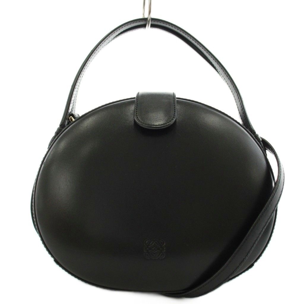 【中古】ロエベ LOEWE ヴィンテージ ラウンド 2WAY ハンドバッグ ショルダーバッグ 丸型 レザー アナグラム ロゴ ワンカラー 黒 ブラック /AN40 ■OH ▲H レディース 【ベクトル 古着】 260619|ブランド古着ベクトルプレミアム店