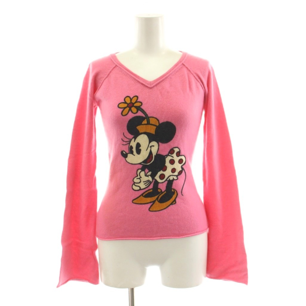 【中古】ディズニーヴィンテージ Disney VINTAGE by Jackie Brander ニット セーター 長袖 ミニー プリント ピンク /KU 15 ■MA レディース 【ベクトル 古着】 260622|ブランド古着ベクトルプレミアム店