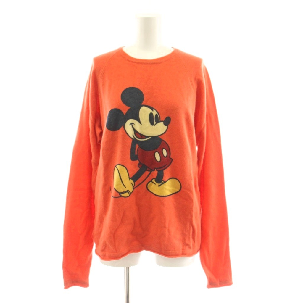 【中古】ディズニーヴィンテージ Disney VINTAGE by Jackie Brander ニット セーター 長袖 ミッキー プリント カシミヤ S オレンジ /KU 11 ■MA レディース 【ベクトル 古着】 260622|ブランド古着ベクトルプレミアム店