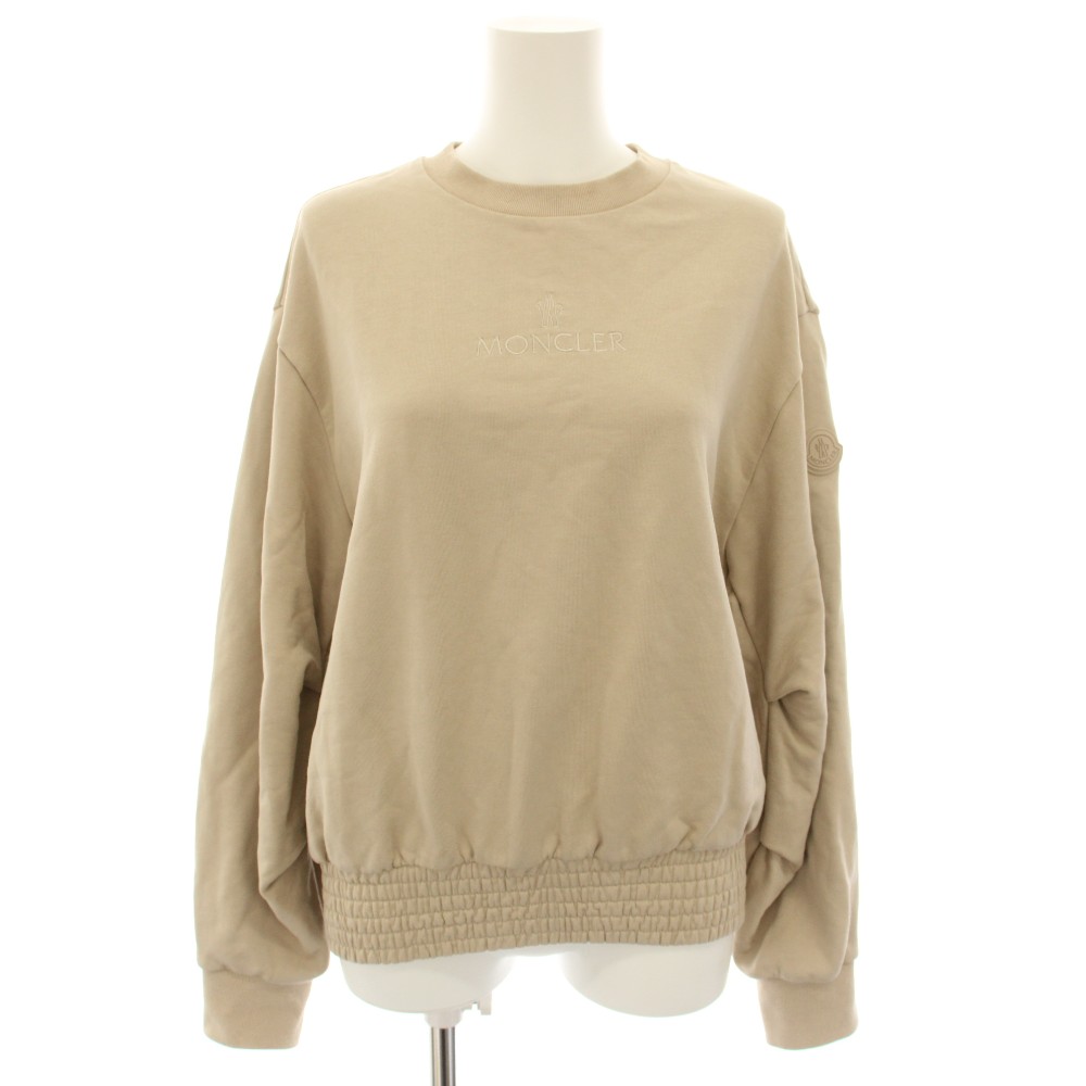 【中古】モンクレール MONCLER コットンクルーネックスウェットシャツ Cotton crew-neck sweatshirt トレーナー 長袖 ロゴ刺繍 S ベージュ K10938G00006 /YT23 レディース 【ベクトル 古着】 260625｜ブランド古着ベクトルプレミアム店